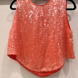 Lapointe Sequin Sleeveless Coral Top